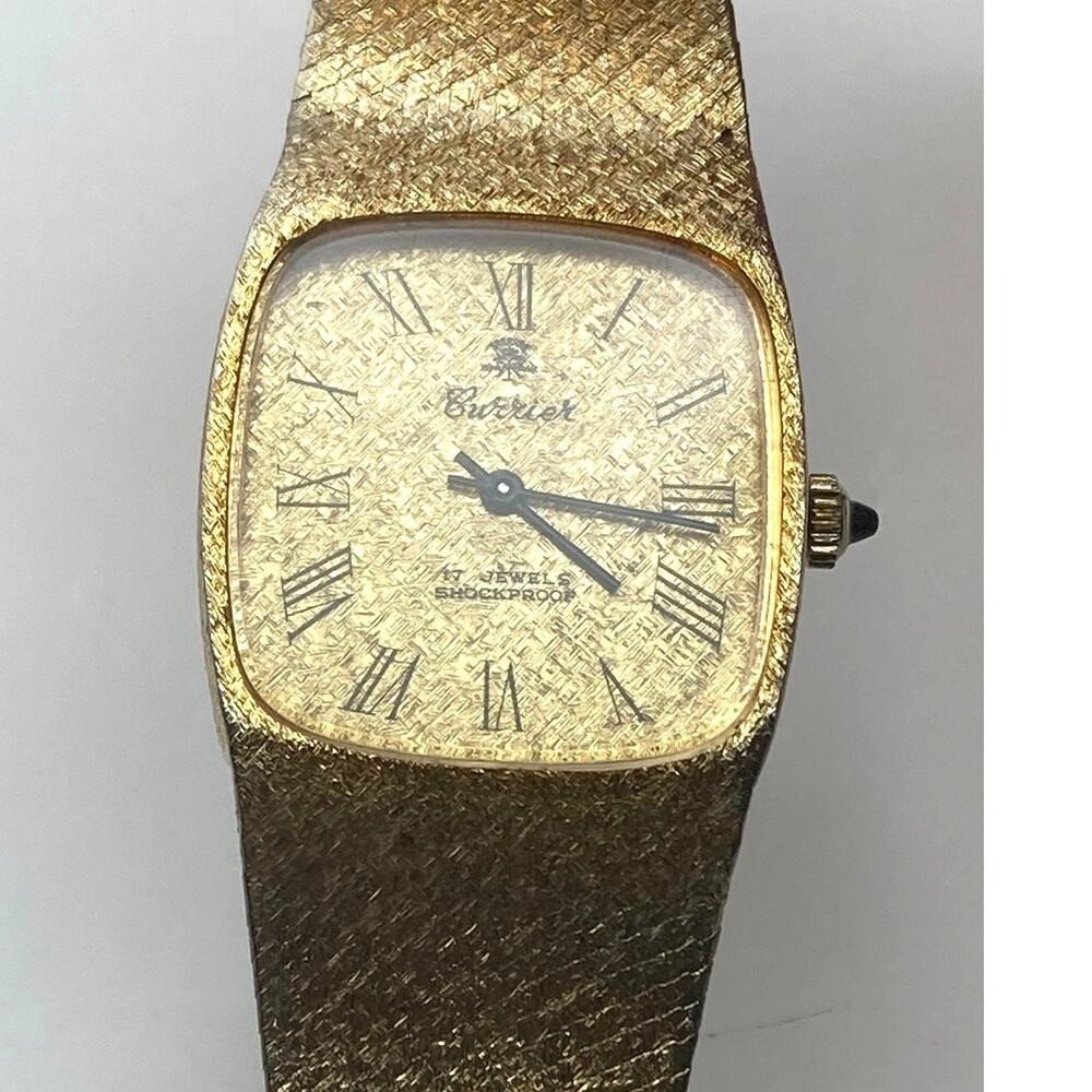 Vintage 10k Plated Currier Mechanical 17j Watch 28mm - Adjustable WORKS *read*